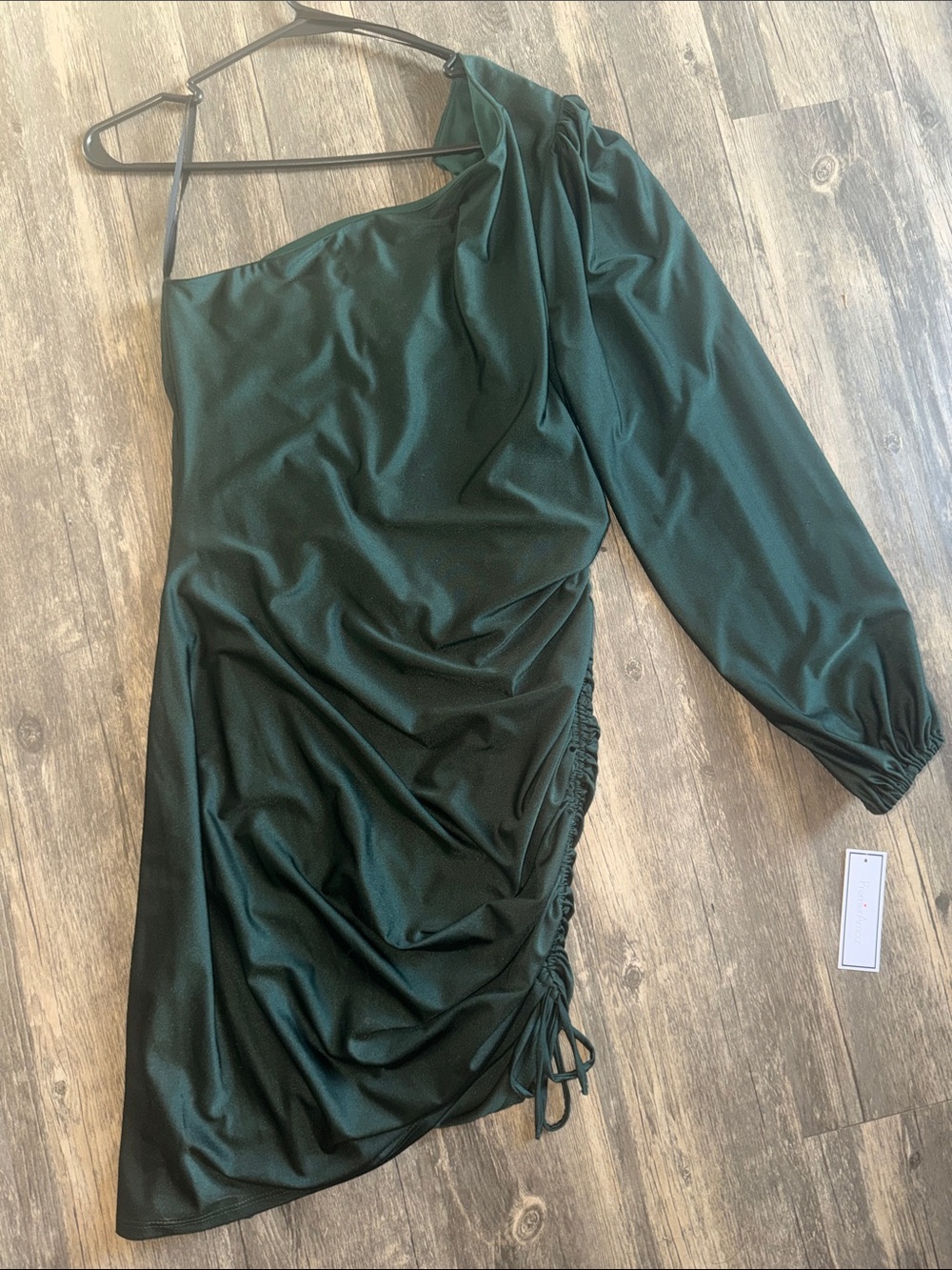 Asymmetric One-Shoulder Emerald Green Ruched Dress